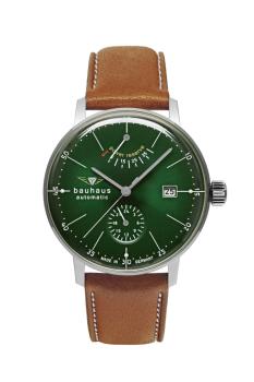 Bauhaus Herrenuhr Automatik mit Gangreserveanzeige und Lederarmband